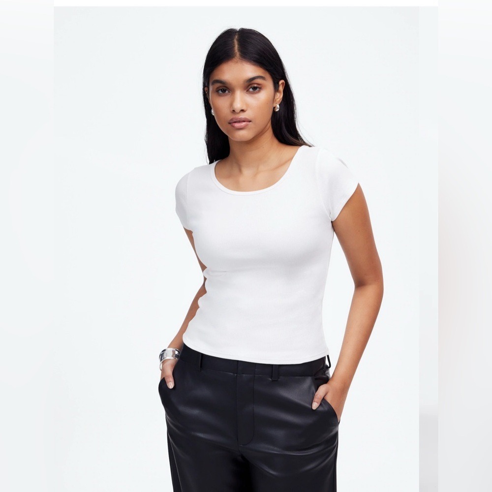Madewell Ribbed Short Sleeve Tee – White –‎ NWT – XXS